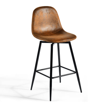 Set of 2 industrial style black PU swivel bar stools with white stitching 67Hcm CHARLTON COUNTER BLACK PU BLACK LEG 2PCS (Copy)