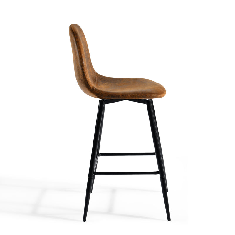 Set of 2 industrial style black PU swivel bar stools with white stitching 67Hcm CHARLTON COUNTER BLACK PU BLACK LEG 2PCS (Copy)