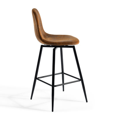 Set of 2 industrial style black PU swivel bar stools with white stitching 67Hcm CHARLTON COUNTER BLACK PU BLACK LEG 2PCS (Copy)