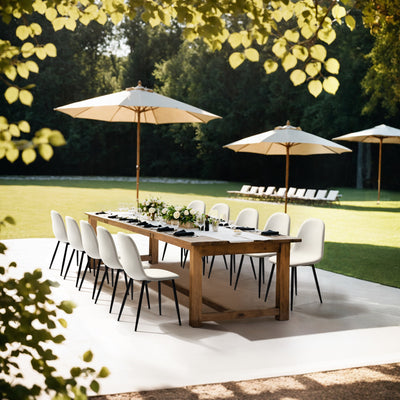 Set of 4 Scandinavian dining chairs in off-white fabric with black legs CHARLTON LUMOS FABRIC BEIGE BLACK LEG