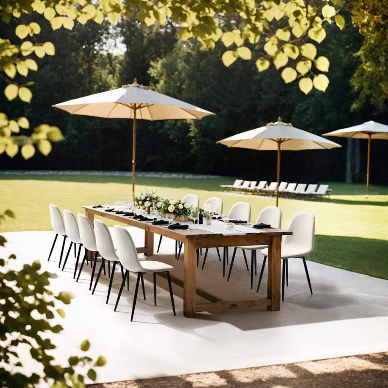 Set of 4 Scandinavian dining chairs in off-white fabric with black legs CHARLTON LUMOS FABRIC BEIGE BLACK LEG