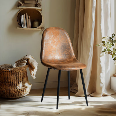 Set of 4 vintage Scandinavian dining chairs in retro brown suede CHARLTON SUEDE NL 2PCS