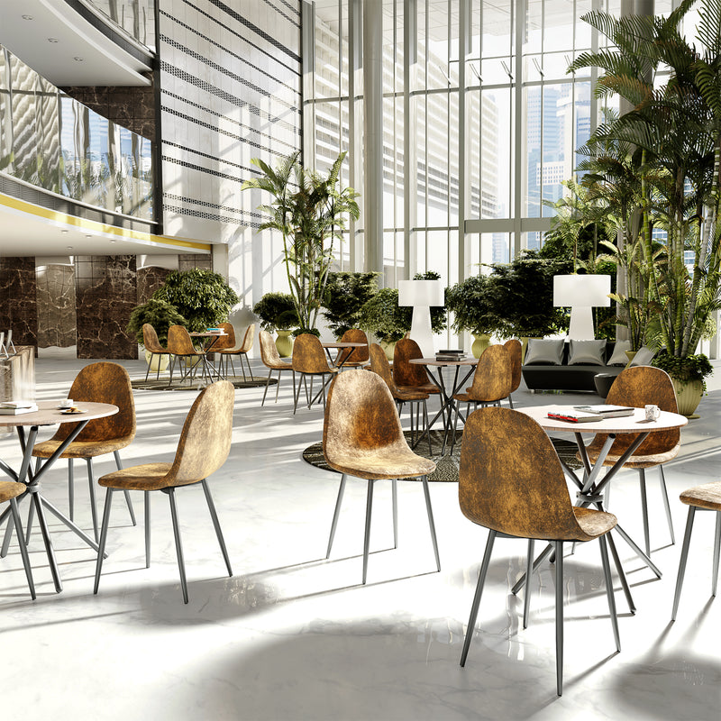 Set of 4 vintage Scandinavian dining chairs in retro brown suede CHARLTON SUEDE NL 2PCS