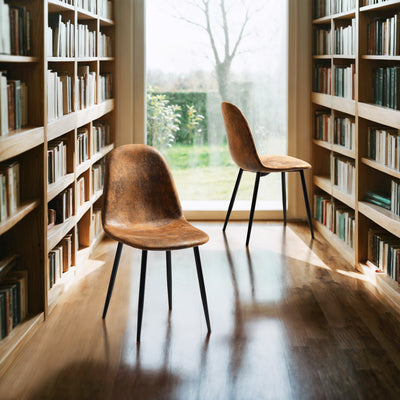 Set of 4 vintage Scandinavian dining chairs in retro brown suede CHARLTON SUEDE NL 2PCS