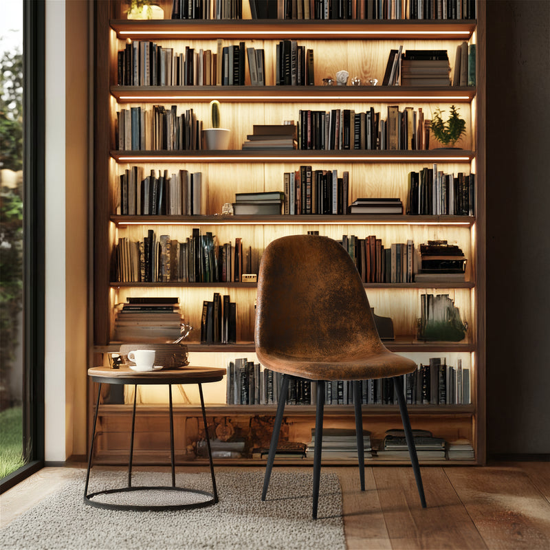 Set of 4 vintage Scandinavian dining chairs in retro brown suede CHARLTON SUEDE NL 2PCS