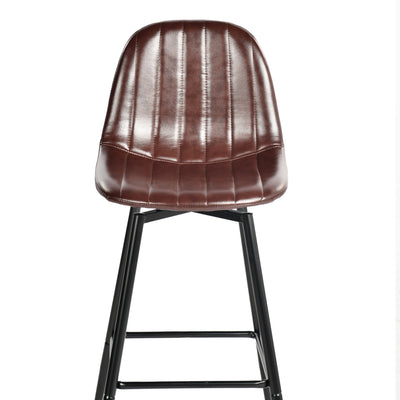 Set of 2 Vintage Faux Suede Industrial Style Swivel Bar Stools 67Hcm CHARLTON COUNTER SUEDE BROWN BLACK LEG 2PCS