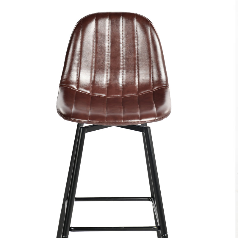 Set of 2 Vintage Faux Suede Industrial Style Swivel Bar Stools 67Hcm CHARLTON COUNTER SUEDE BROWN BLACK LEG 2PCS