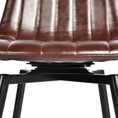 Set of 2 Vintage Faux Suede Industrial Style Swivel Bar Stools 67Hcm CHARLTON COUNTER SUEDE BROWN BLACK LEG 2PCS