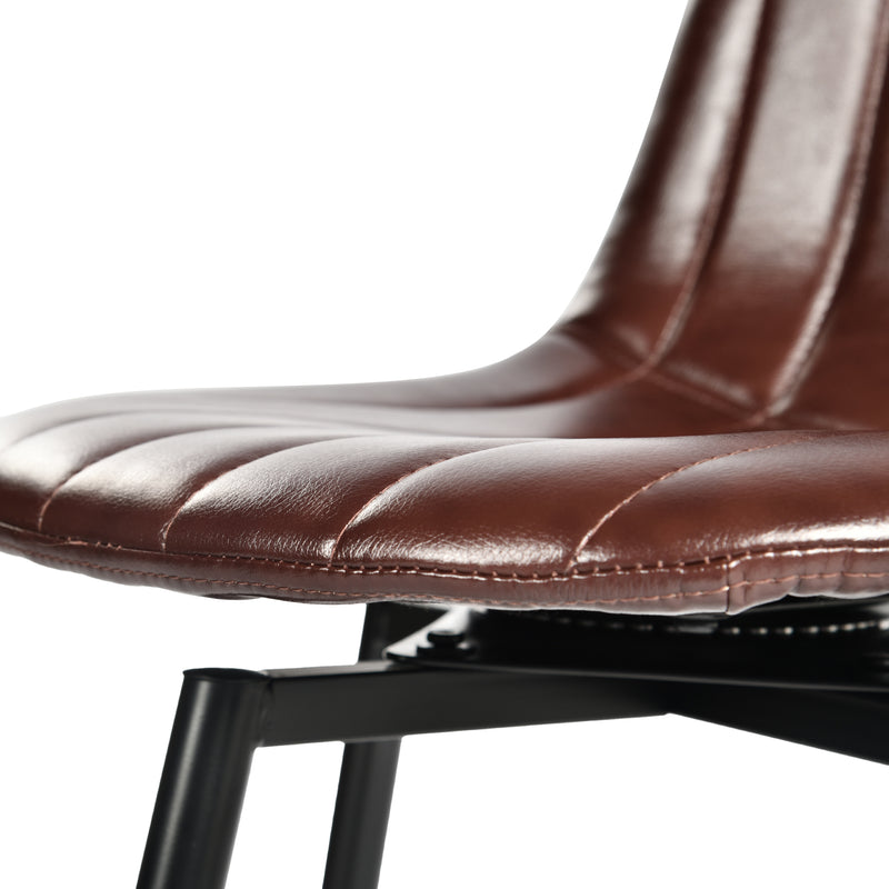 Set of 2 Vintage Faux Suede Industrial Style Swivel Bar Stools 67Hcm CHARLTON COUNTER SUEDE BROWN BLACK LEG 2PCS