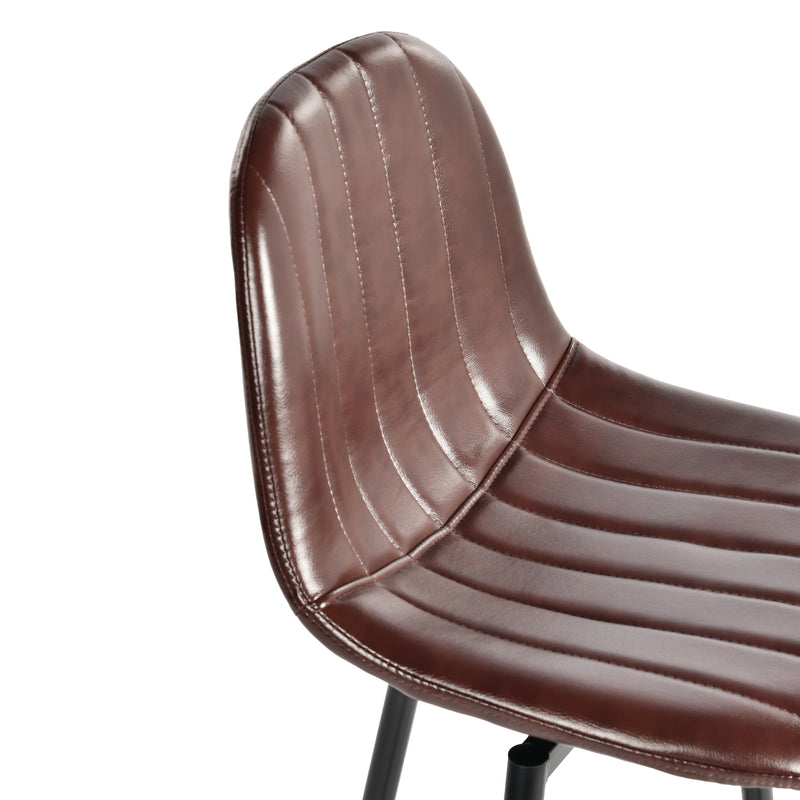 Set of 2 Vintage Faux Suede Industrial Style Swivel Bar Stools 67Hcm CHARLTON COUNTER SUEDE BROWN BLACK LEG 2PCS