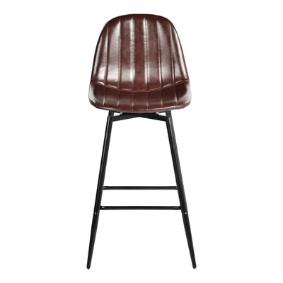 Set of 2 Vintage Faux Suede Industrial Style Swivel Bar Stools 67Hcm CHARLTON COUNTER SUEDE BROWN BLACK LEG 2PCS
