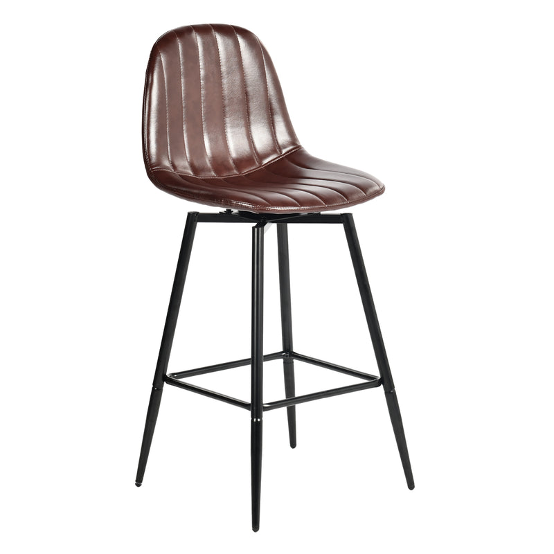 Set of 2 Vintage Faux Suede Industrial Style Swivel Bar Stools 67Hcm CHARLTON COUNTER SUEDE BROWN BLACK LEG 2PCS