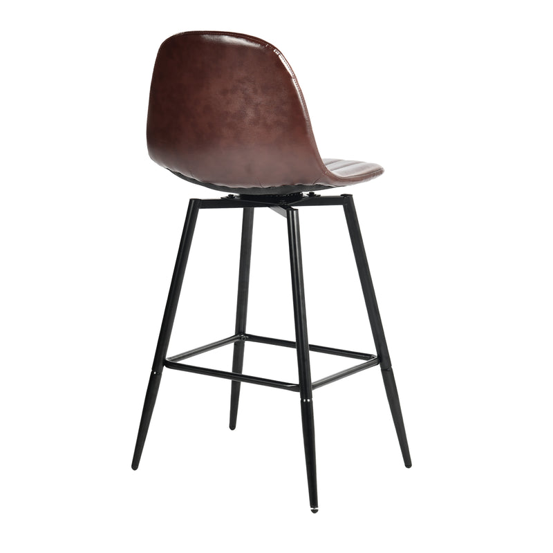 Set of 2 Vintage Faux Suede Industrial Style Swivel Bar Stools 67Hcm CHARLTON COUNTER SUEDE BROWN BLACK LEG 2PCS