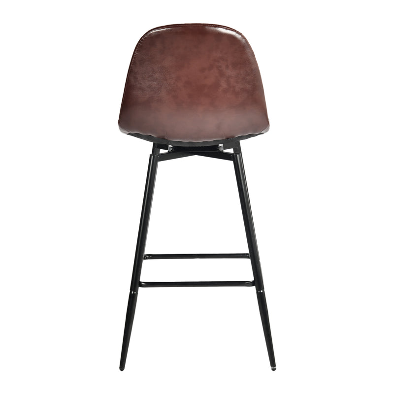 Set of 2 Vintage Faux Suede Industrial Style Swivel Bar Stools 67Hcm CHARLTON COUNTER SUEDE BROWN BLACK LEG 2PCS