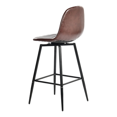 Set of 2 Vintage Faux Suede Industrial Style Swivel Bar Stools 67Hcm CHARLTON COUNTER SUEDE BROWN BLACK LEG 2PCS