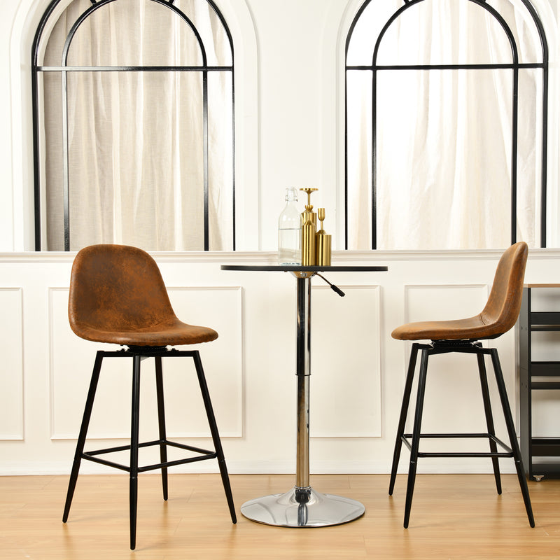 Set of 2 industrial style black PU swivel bar stools with white stitching 67Hcm CHARLTON COUNTER BLACK PU BLACK LEG 2PCS (Copy)