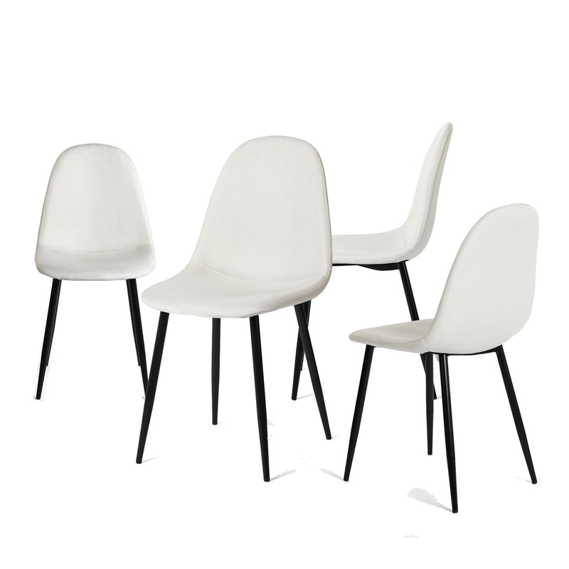 Set of 4 Scandinavian dining chairs in off-white fabric with black legs CHARLTON LUMOS FABRIC BEIGE BLACK LEG