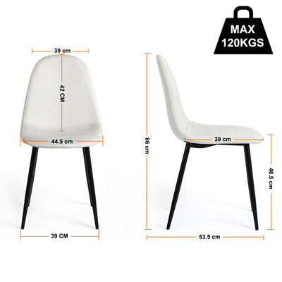Set of 4 Scandinavian dining chairs in off-white fabric with black legs CHARLTON LUMOS FABRIC BEIGE BLACK LEG