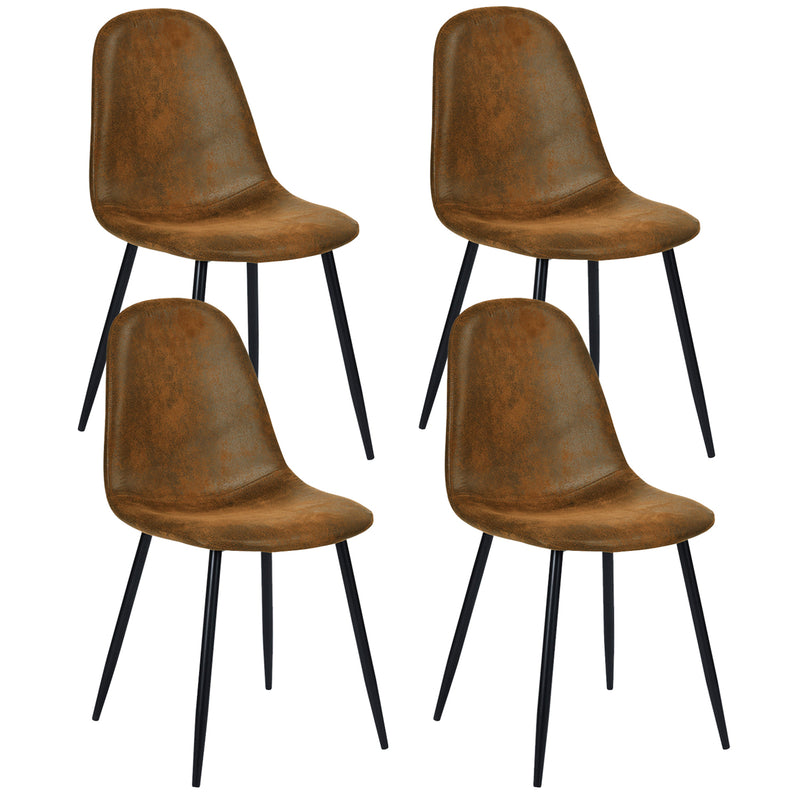 Set of 4 vintage Scandinavian dining chairs in retro brown suede CHARLTON SUEDE BROWN
