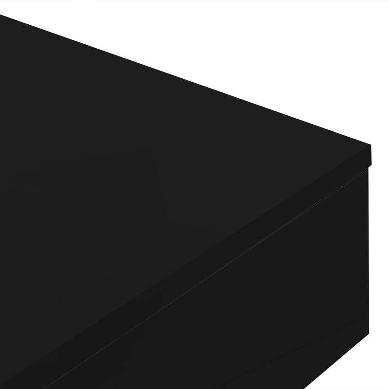 Table Basse Carrée Moderne Bicolore Noir & Blanc Laqué avec Boîte de Rangement Amovible et Éclairage LED RGB (72x72x30cm) CROKS BLACK