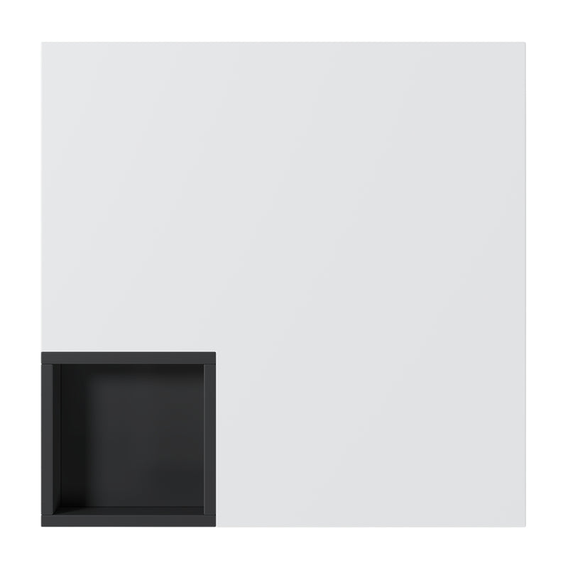 Table Basse Carrée Moderne Bicolore Blanc & Noir Laqué avec Boîte de Rangement Amovible et Éclairage LED RGB (72x72x30cm) CROKS WHITE