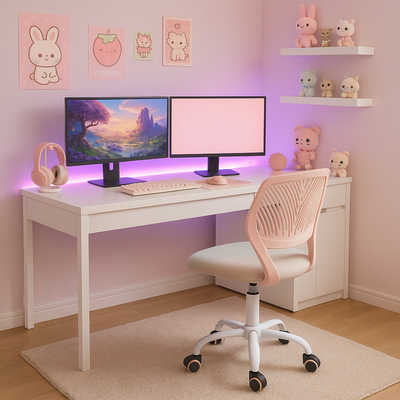 Kids Desk Chair with Casters CARNATION MALMONEW PINK