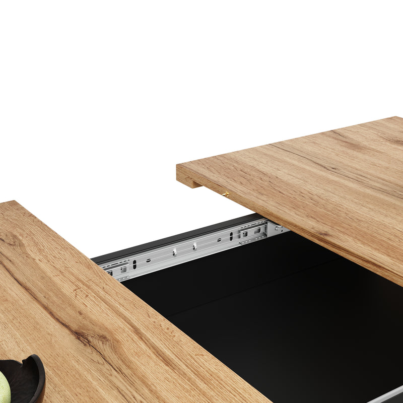 Table à Manger Extensible Noire avec Rangement Intégré et Portes Sculptées - Idéale pour 6-8 Personnes CHOCAS BLACK