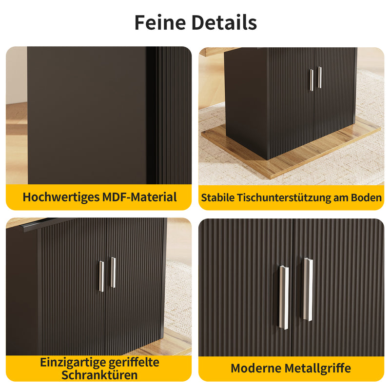 Table à Manger Extensible Noire avec Rangement Intégré et Portes Sculptées - Idéale pour 6-8 Personnes CHOCAS BLACK