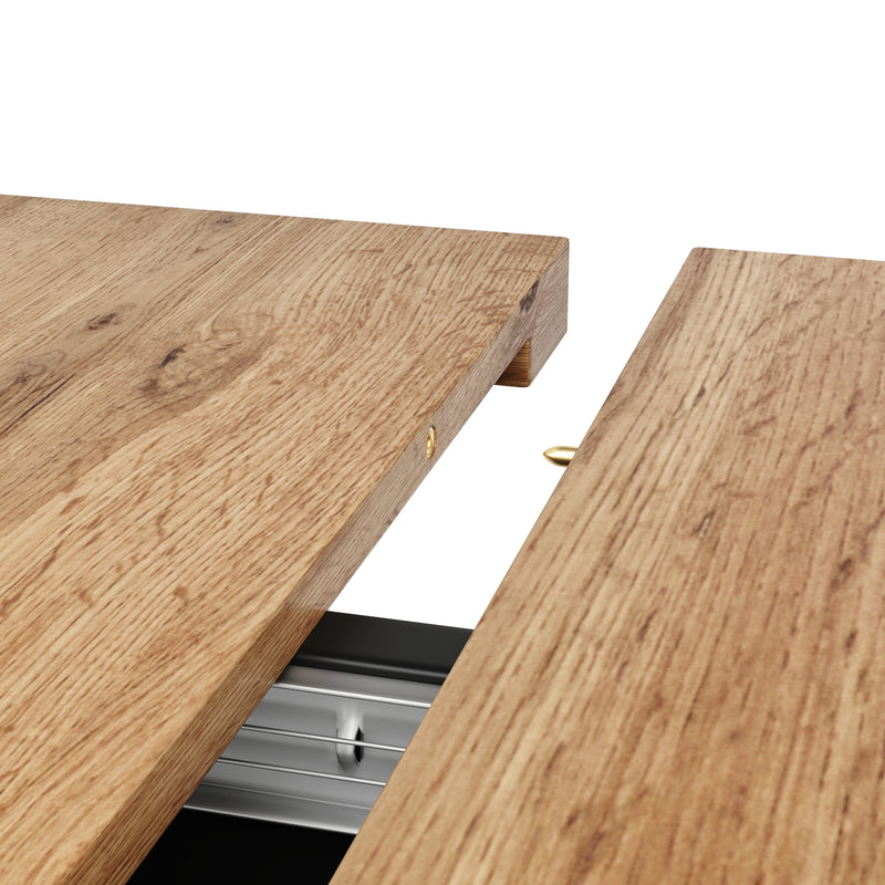Table à Manger Extensible Noire avec Rangement Intégré et Portes Sculptées - Idéale pour 6-8 Personnes CHOCAS BLACK