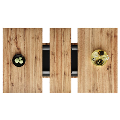 Table à Manger Extensible Noire avec Rangement Intégré et Portes Sculptées - Idéale pour 6-8 Personnes CHOCAS BLACK