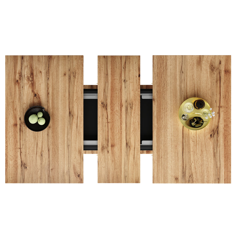 Table à Manger Extensible Noire avec Rangement Intégré et Portes Sculptées - Idéale pour 6-8 Personnes CHOCAS BLACK