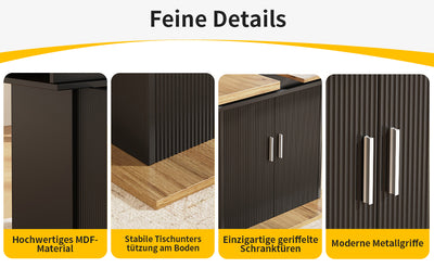 Table à Manger Extensible Noire avec Rangement Intégré et Portes Sculptées - Idéale pour 6-8 Personnes CHOCAS BLACK