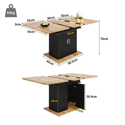 Table à Manger Extensible Noire avec Rangement Intégré et Portes Sculptées - Idéale pour 6-8 Personnes CHOCAS BLACK