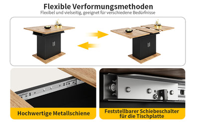 Table à Manger Extensible Noire avec Rangement Intégré et Portes Sculptées - Idéale pour 6-8 Personnes CHOCAS BLACK