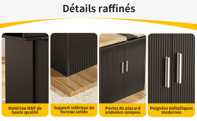 Table à Manger Extensible Noire avec Rangement Intégré et Portes Sculptées - Idéale pour 6-8 Personnes CHOCAS BLACK