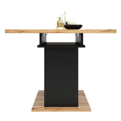 Table à Manger Extensible Noire avec Rangement Intégré et Portes Sculptées - Idéale pour 6-8 Personnes CHOCAS BLACK