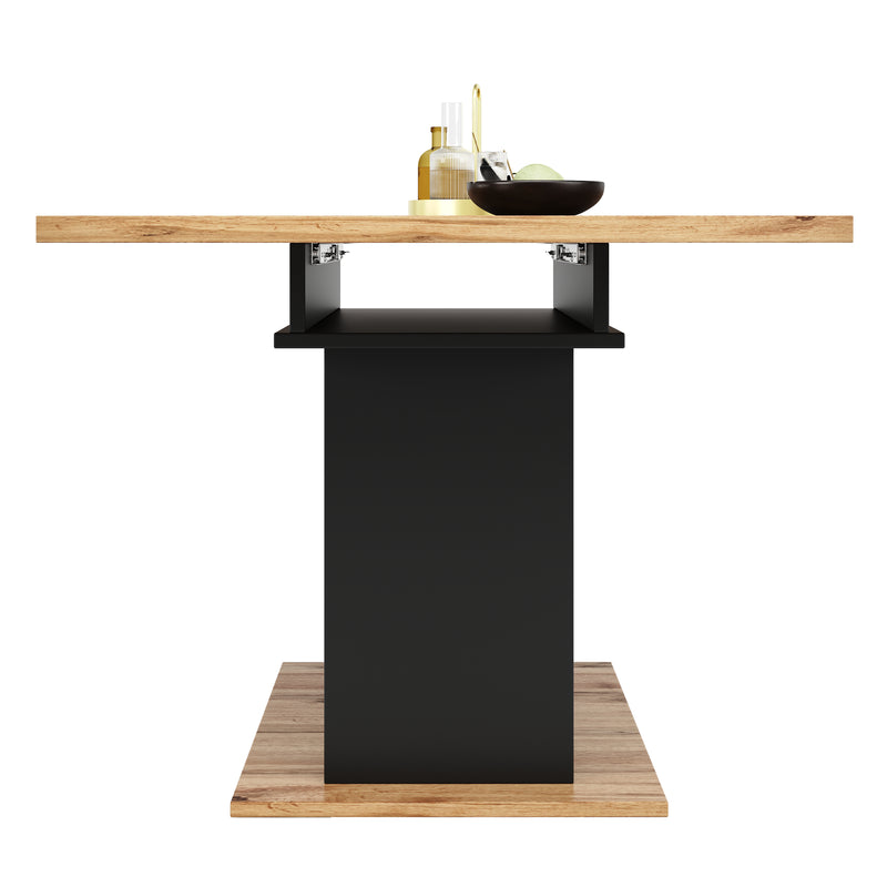 Table à Manger Extensible Noire avec Rangement Intégré et Portes Sculptées - Idéale pour 6-8 Personnes CHOCAS BLACK