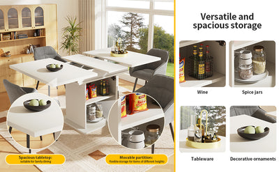 Table à Manger Extensible Noire avec Portes en Verre Canelé et Rangement Intégré CHOCAS BLACK GLASS