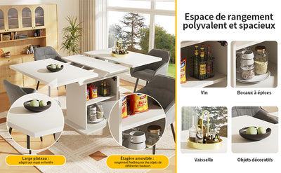 Table à Manger Extensible Noire avec Portes en Verre Canelé et Rangement Intégré CHOCAS BLACK GLASS