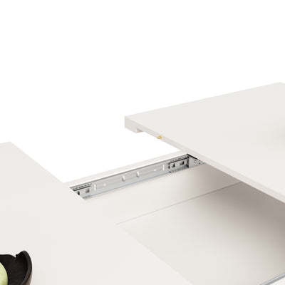 Table à Manger Extensible Blanche avec Portes en Verre Canelé et Rangement Intégré CHOCAS WHITE