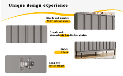 Buffet Gris Moderne sans Poignée avec 4 Portes, Rangement Ajustable et Dispositif Anti-Basculement CORCIX