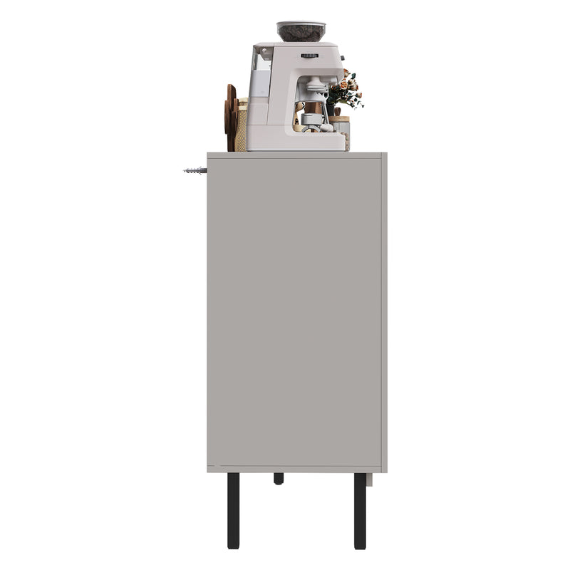 Buffet Gris Moderne sans Poignée avec 4 Portes, Rangement Ajustable et Dispositif Anti-Basculement CORCIX