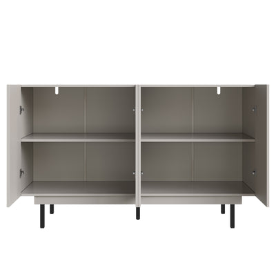 Buffet Gris Moderne sans Poignée avec 4 Portes, Rangement Ajustable et Dispositif Anti-Basculement CORCIX