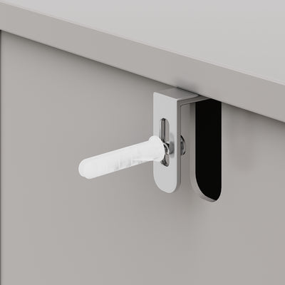 Buffet Gris Moderne sans Poignée avec 4 Portes, Rangement Ajustable et Dispositif Anti-Basculement CORCIX