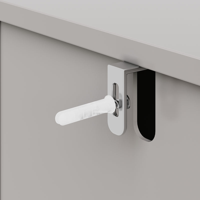 Buffet Gris Moderne sans Poignée avec 4 Portes, Rangement Ajustable et Dispositif Anti-Basculement CORCIX