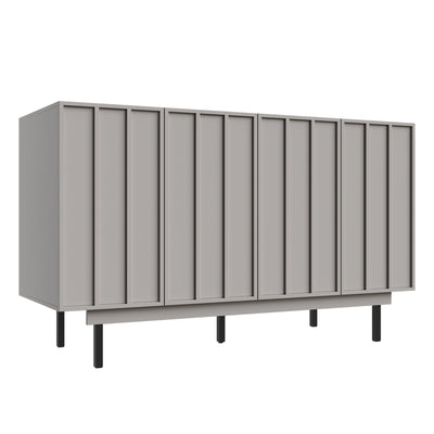 Buffet Gris Moderne sans Poignée avec 4 Portes, Rangement Ajustable et Dispositif Anti-Basculement CORCIX