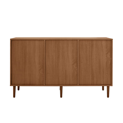 Buffet Style Rustique Naturel avec Portes en Rotin et Rangement Flexible CROLZOI