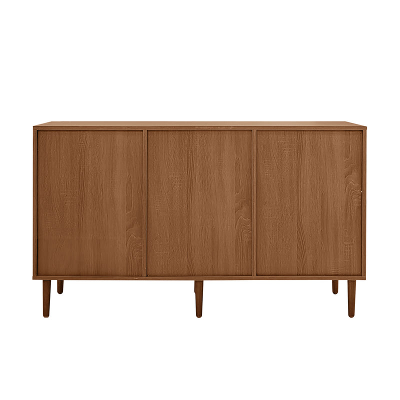 Buffet Style Rustique Naturel avec Portes en Rotin et Rangement Flexible CROLZOI