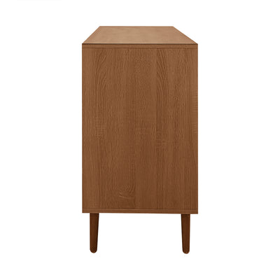 Buffet Style Rustique Naturel avec Portes en Rotin et Rangement Flexible CROLZOI