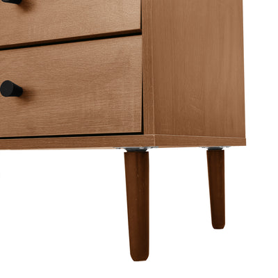 Buffet Style Rustique Naturel avec Portes en Rotin et Rangement Flexible CROLZOI